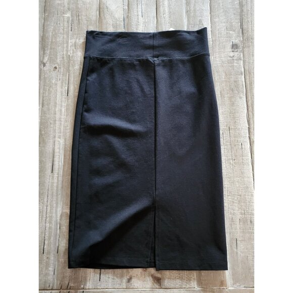 Labijou Pencil Skirt Large Embroidered Black Flowers Pull On Elastic Waist NWT - Picture 5 of 10